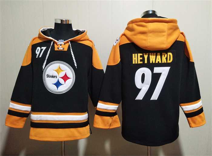 Men's Pittsburgh Steelers #97 Cameron Heyward Black Ageless Must-Have Lace-Up Pullover Hoodie,We sell and wholesale Men's Pittsburgh Steelers #97 Cameron Heyward Black Ageless Must-Have Lace-Up Pullover Hoodie on line form chian!